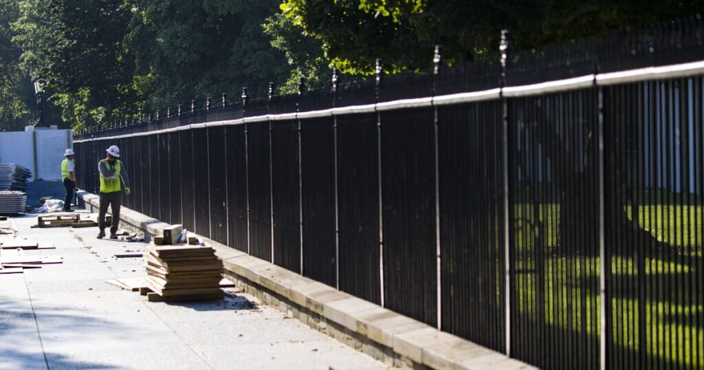 Das wackelnde Kind besiegt den Zaun des Weißen Hauses, wird sanft abgerufen